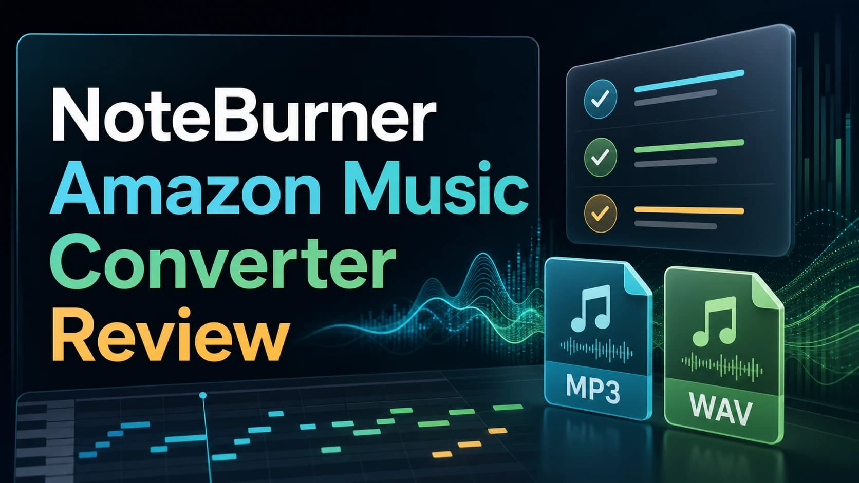 Review dashboard for NoteBurner Amazon Music Converter with audio file formats