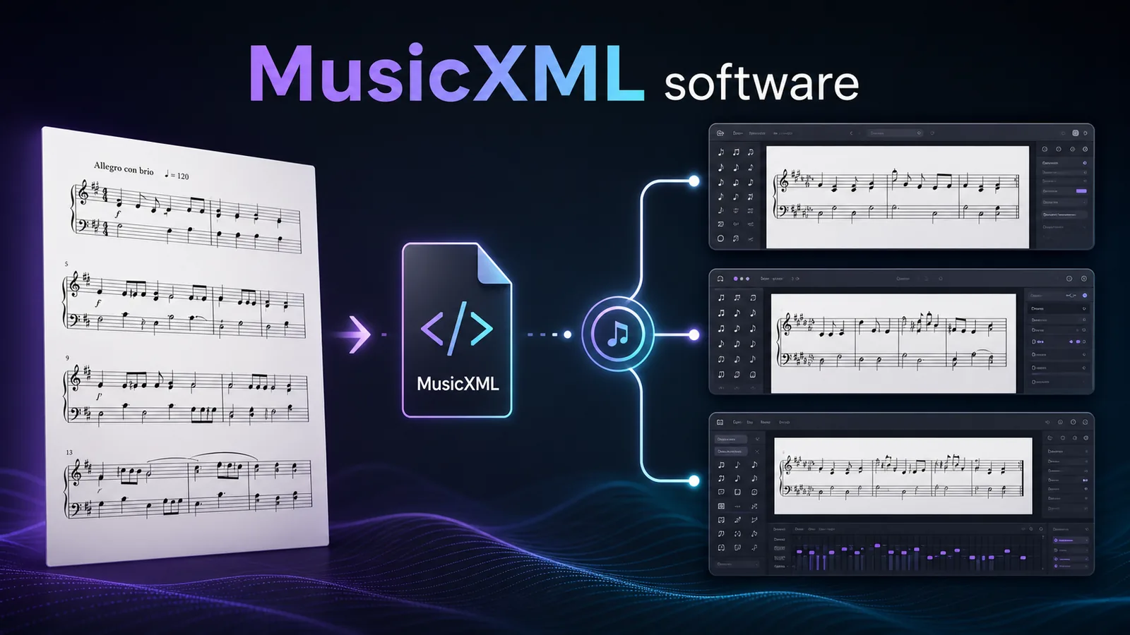 Partitura che passa da un file MusicXML a un software di notazione