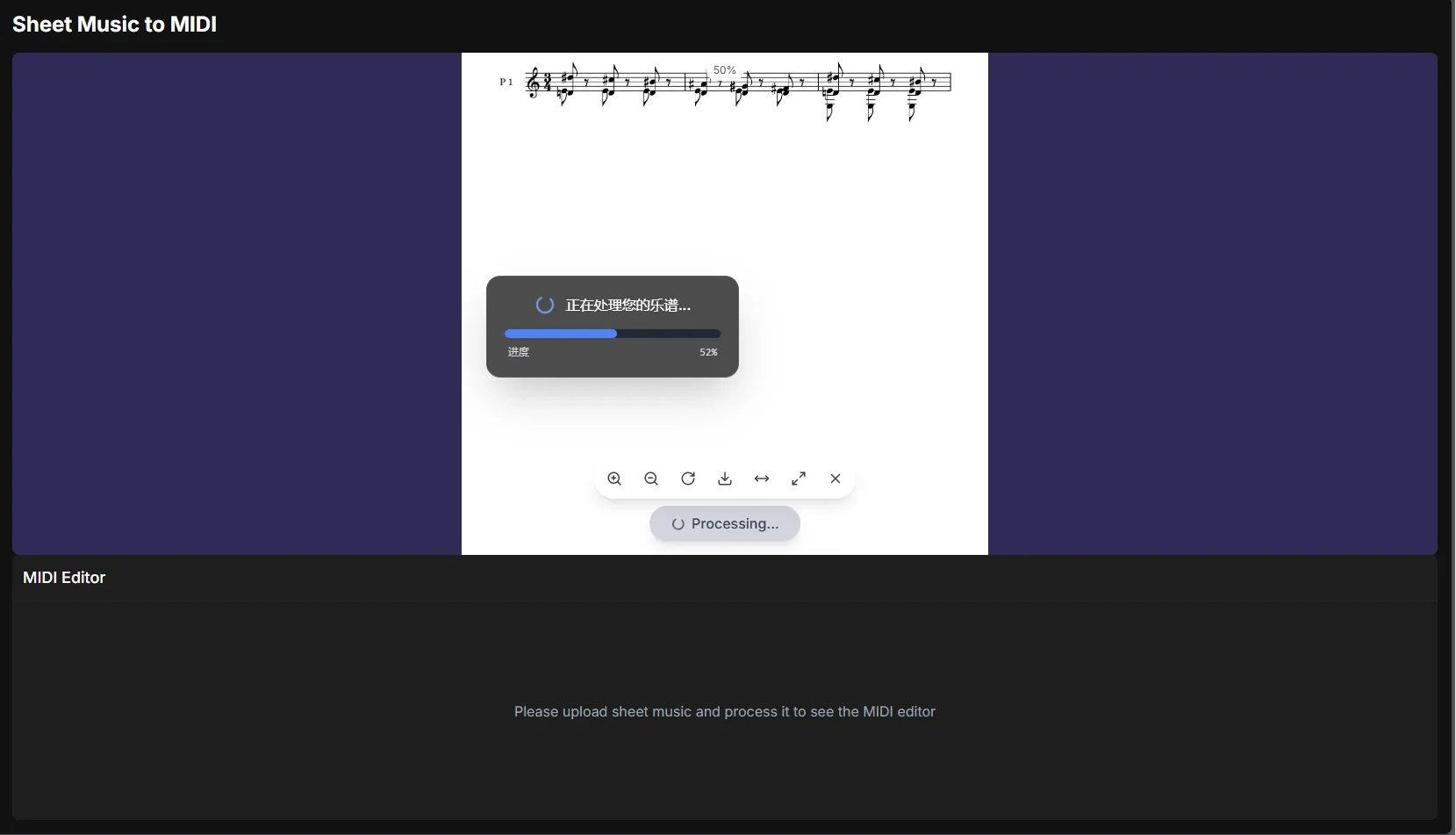 Workflow OMR Melogen Sheet2MIDI nel browser