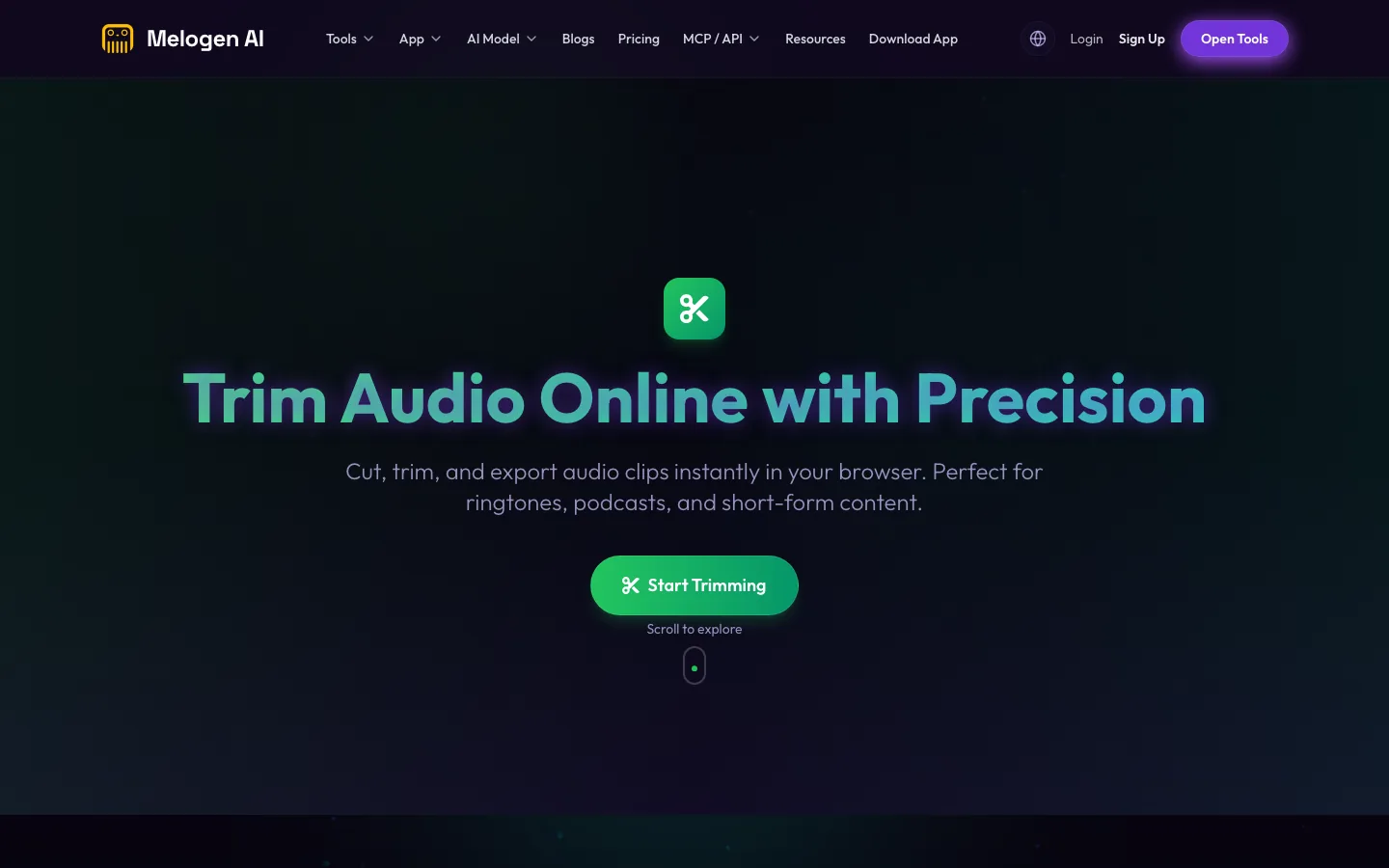 Melogen Music Trimmer Produktseite