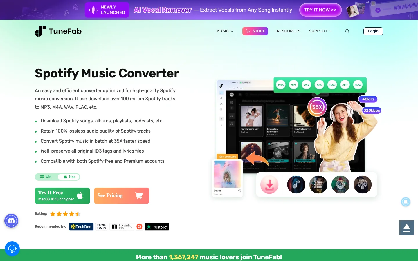 Offizielle Produktseite von TuneFab Spotify Music Converter
