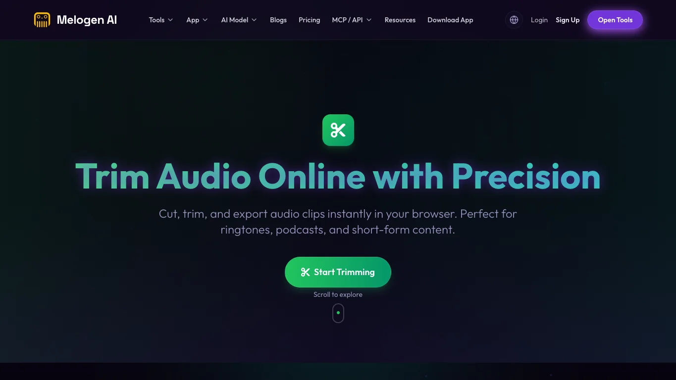 Página de producto Melogen Music Trimmer