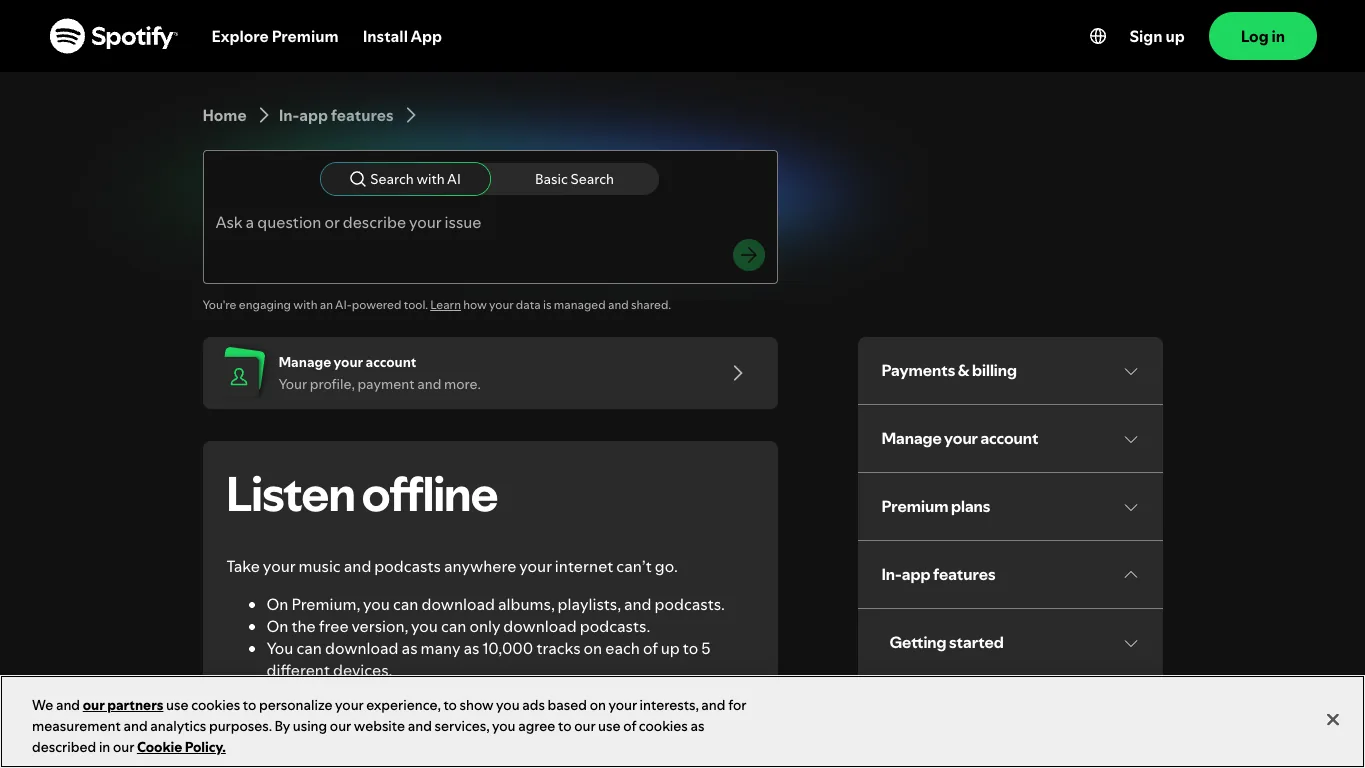 Offizielle Spotify Support-Seite zum Offline-Hören